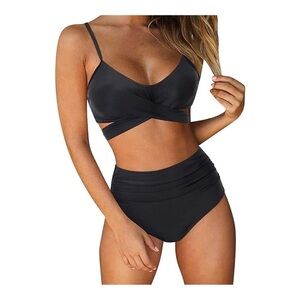 JFAN Criss Cross Bikini Top Black Size S